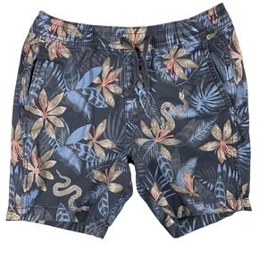 Hollister Mens Prep Jogger Shorts Snake‎ Tropical Floral Small 6" Inseam Beach